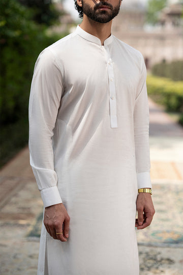 Off-White Egyptian Cotton Shalwar Kameez